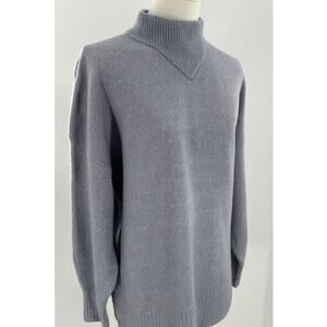 Everlane Gray Blue Wool Yak Hair Sweater Mock Neck Pullover Large Cozycore